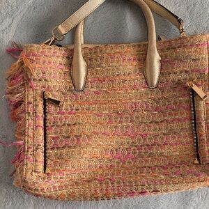 Diane Von Furstenberg Tweed Tote - Pink and Tan